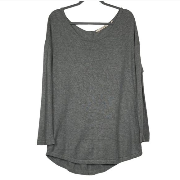 Soft Surroundings Gray Sweater With Gold Zipper Detail In Back. Size L - Picture 3 of 6